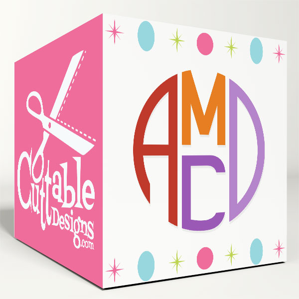 Circle Four Letter Center Stacked Cuttable Font