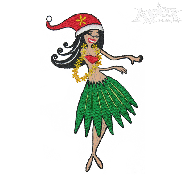 Christmas Hawaiian Hula Girl Embroidery Designs