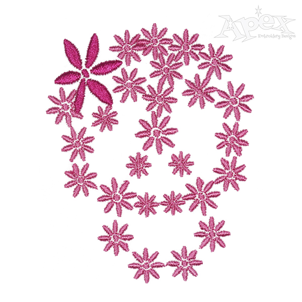 Floral Skull Embroidery Design