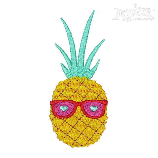 Heart Sunglasses Pineapple Embroidery Design