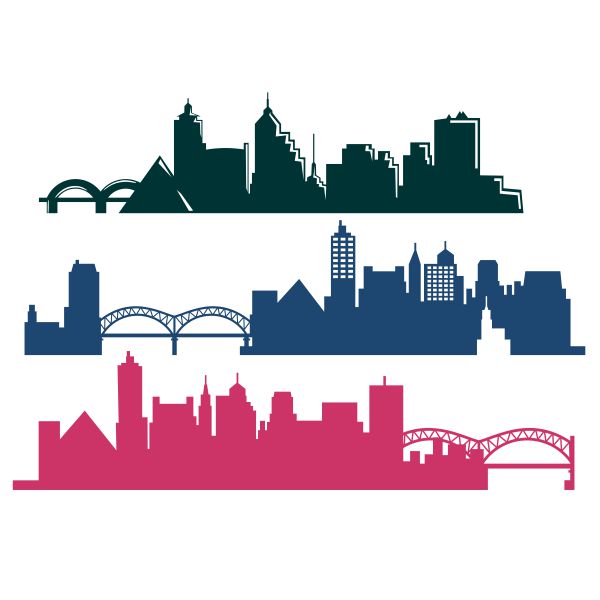 Memphis City Skyline TN Tennessee SVG Cuttable Design