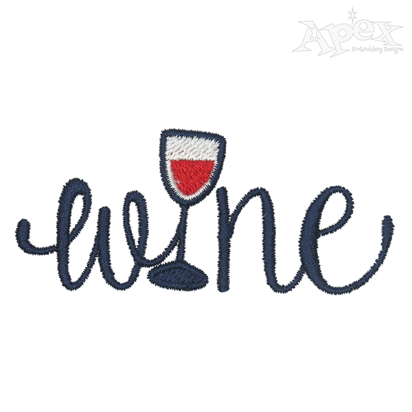 Wine Glass Embroidery Design