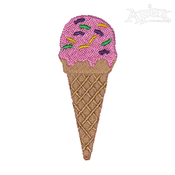 Ice Cream Cone Embroidery Design