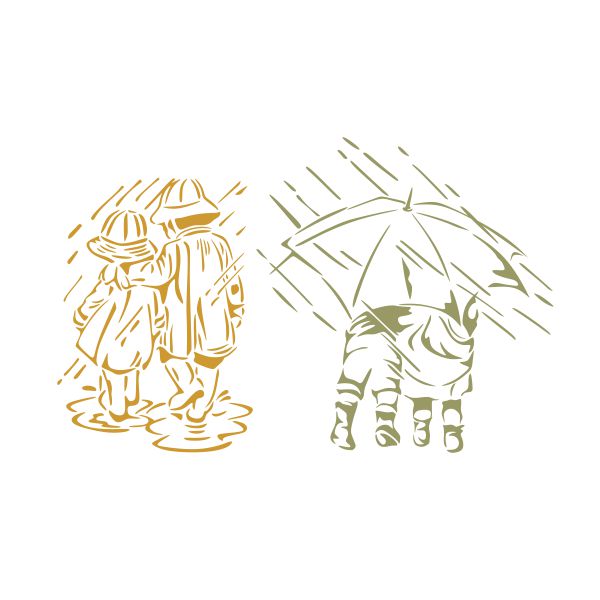 Kids and Rain SVG Cuttable Design