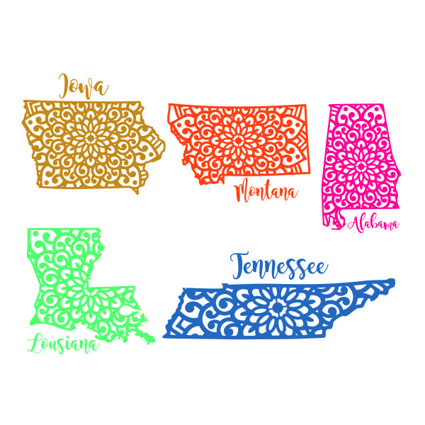 Mandala State Map Pack SVG Cuttable Design