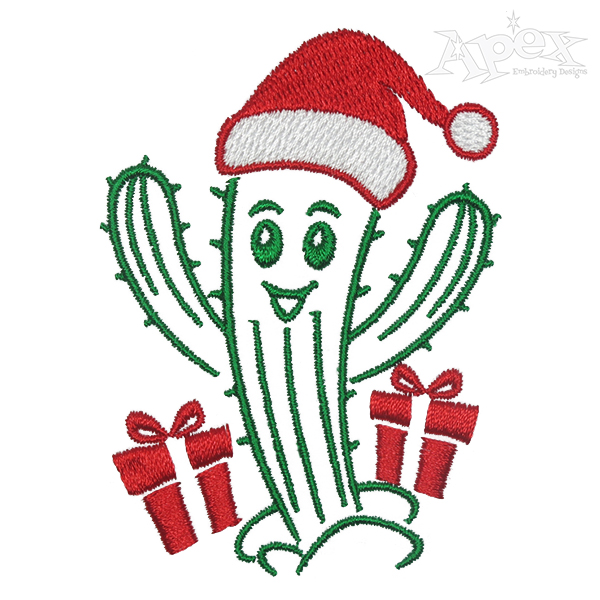 Christmas Cactus Embroidery Design