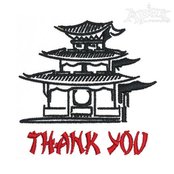 Chinese Thanks Temple Embroidery Design