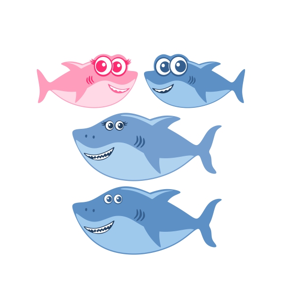 Shark Family SVG Cuttable Design