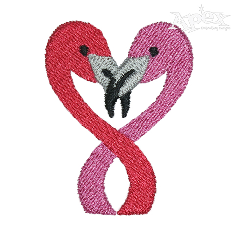 Flamingo Heart Embroidery Design