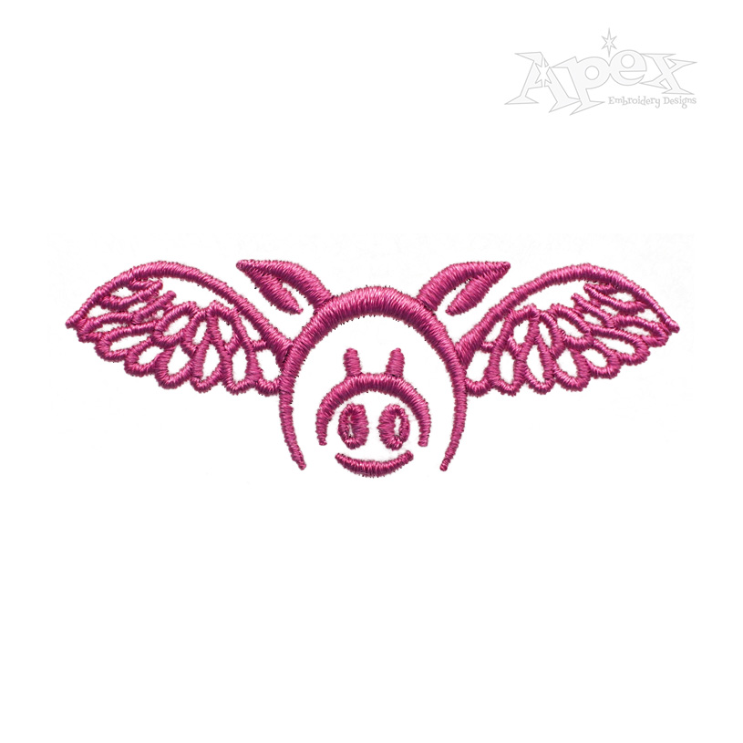 Flying Pig Embroidery Design