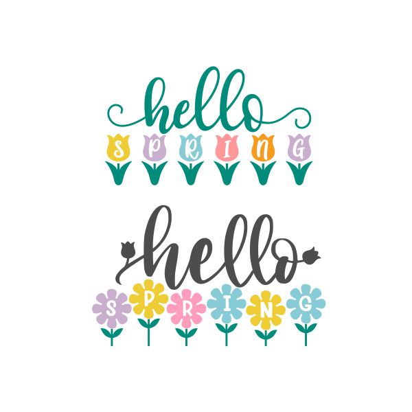 Hello Spring Flowers Cuttable Design