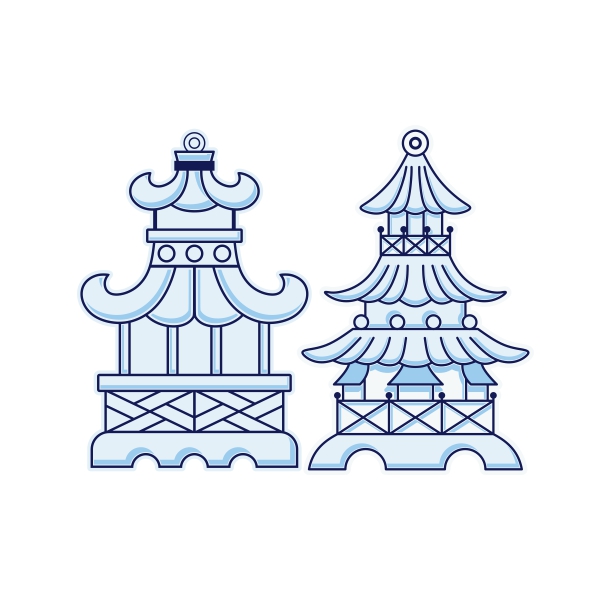 Asia Asian Pagoda Cuttable Design