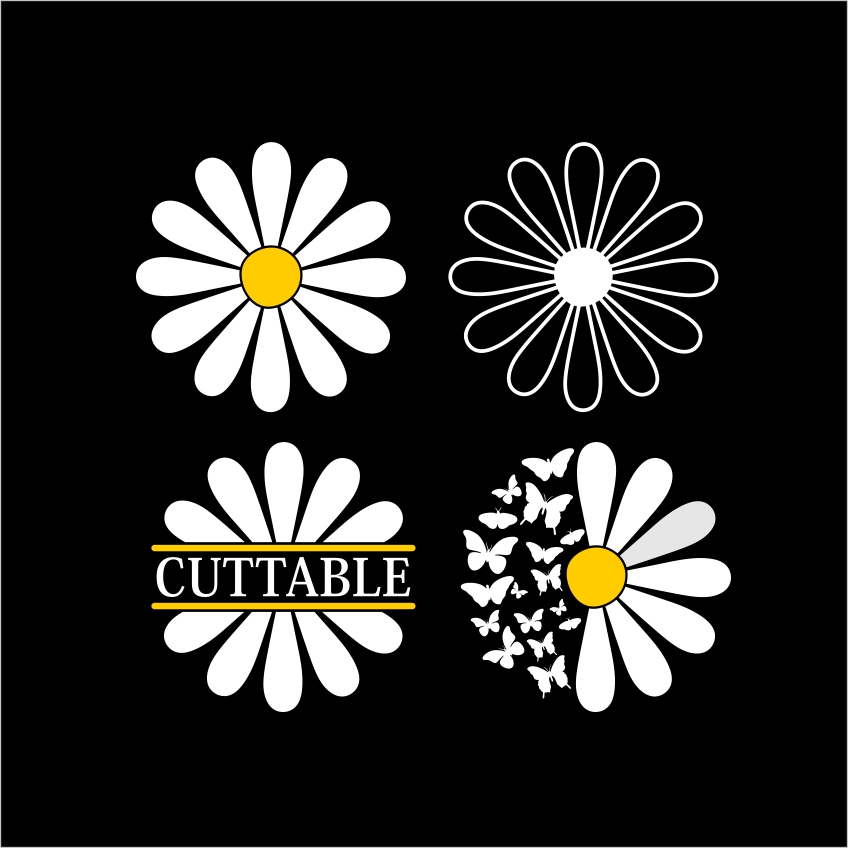 Daisy Butterfly SVG Cuttable Designs