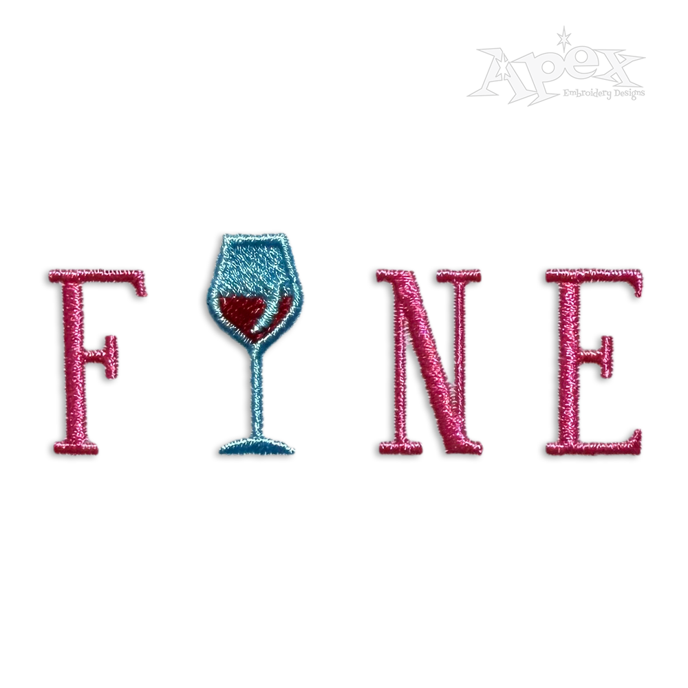 Fine Wordart Wine Machine Embroidery Design
