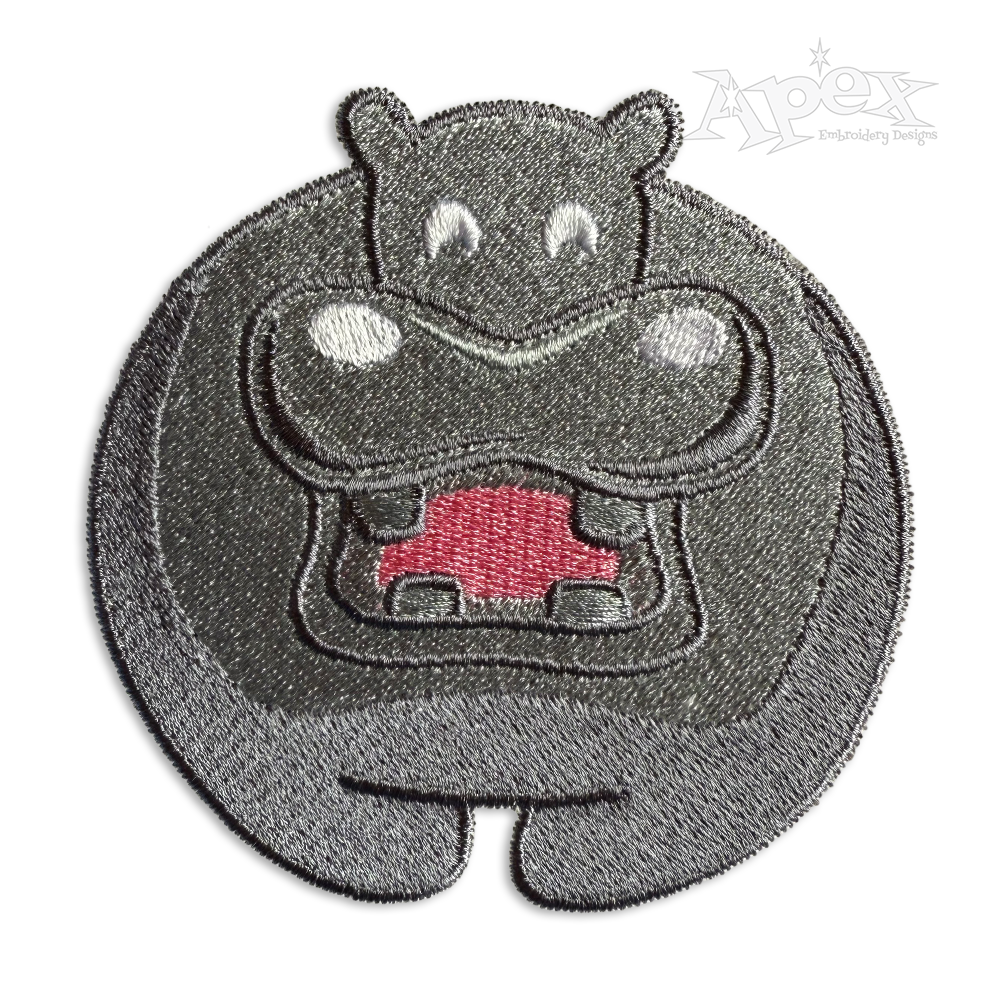 Hippo Hippopotamus Machine Embroidery Design by Apex