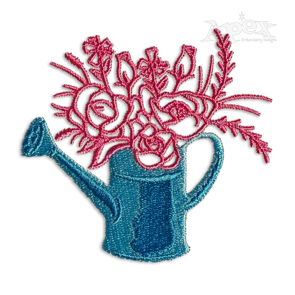 Flowers Water Can Embroidery Design