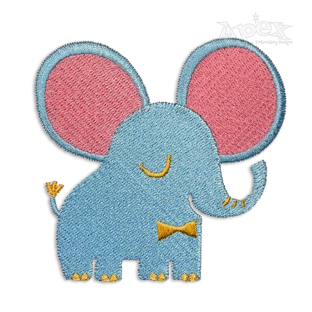 Cute Elephant Machine Embroidery Design by Apex