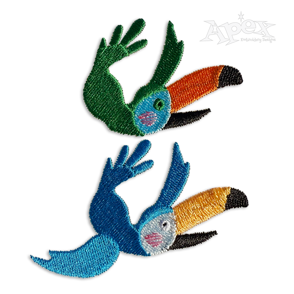 Toucan Flying Bird Machine Embroidery Design - Apex