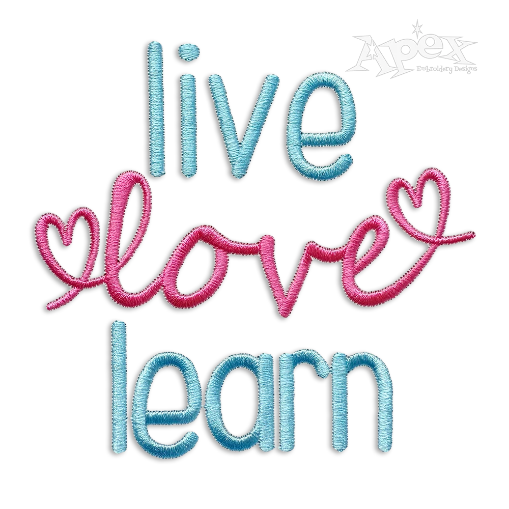 Live Love Learn School Machine Embroidery Designs by Apex