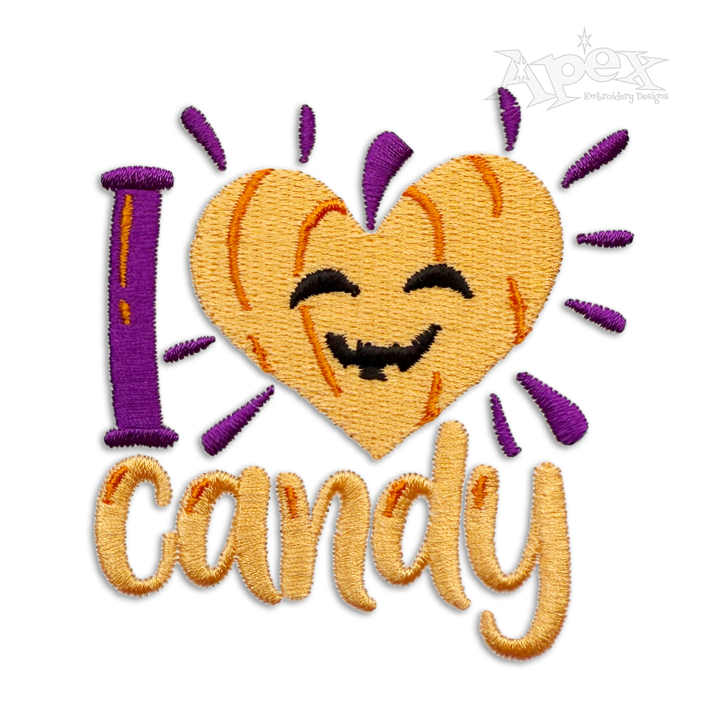 I love Candy Halloween Machine Embroidery Design by Apex