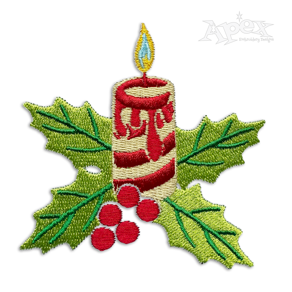 Christmas Candle Wax Machine Embroidery Designs
