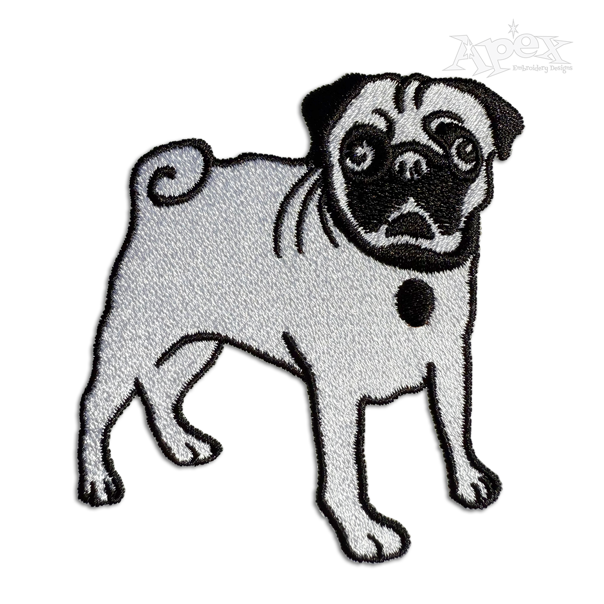 Pug Dog Machine Embroidery Design - Apex