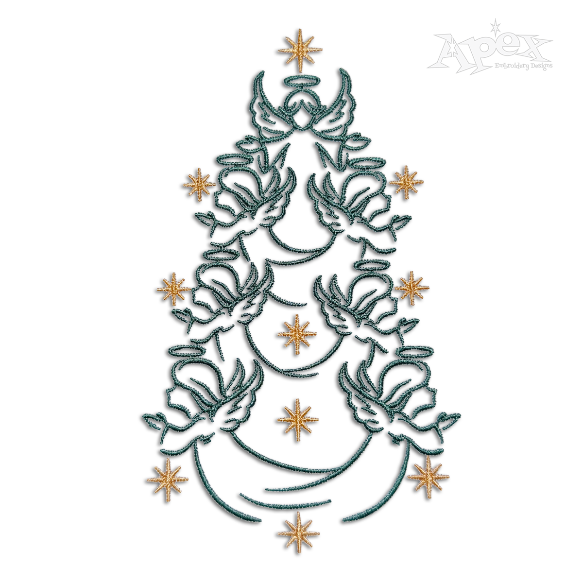 Cute Baby Angel Christmas Tree Theme Machine Embroidery Design