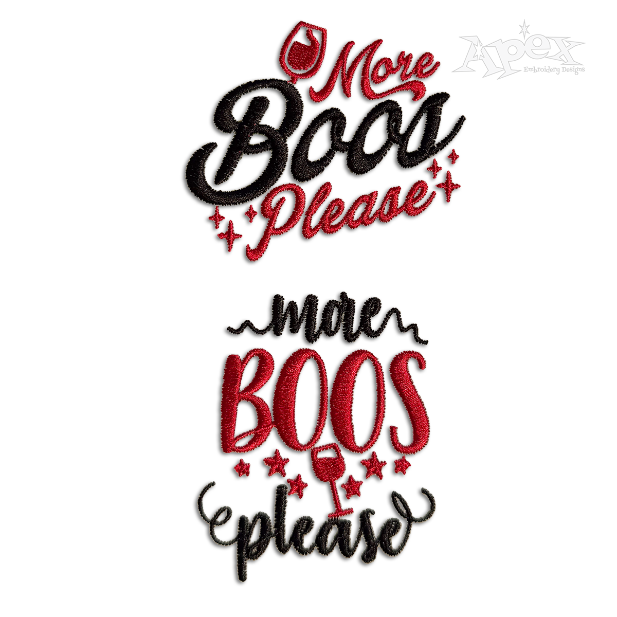 More Boos Wine Halloween Please Embroidery Design by Apex