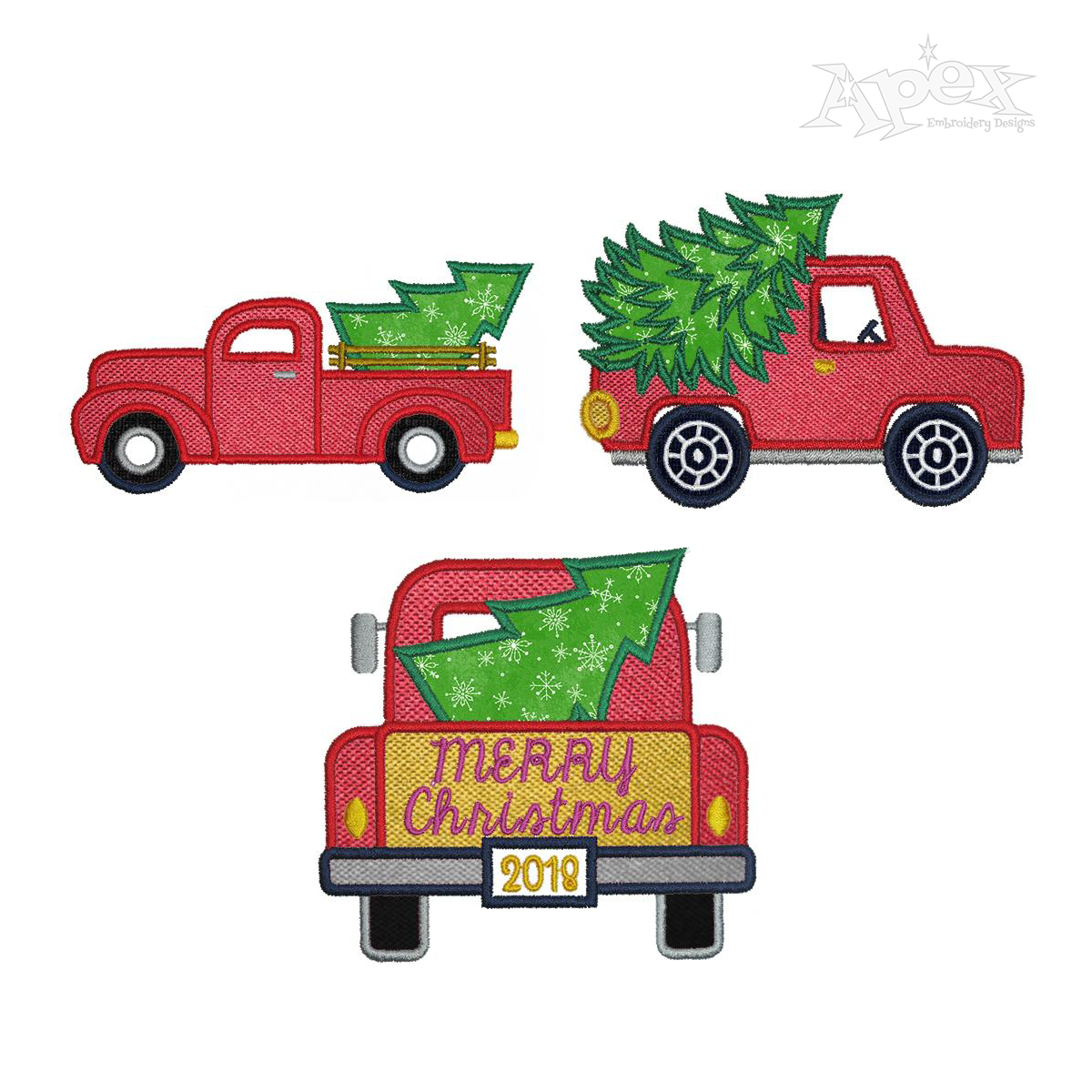 Christmas Truck Applique Machine Embroidery Designs by Apex