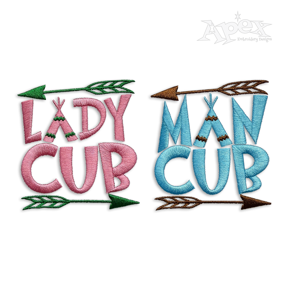 Lady Cub - Man Cub Machine Embroidery Design by Apex all digitized