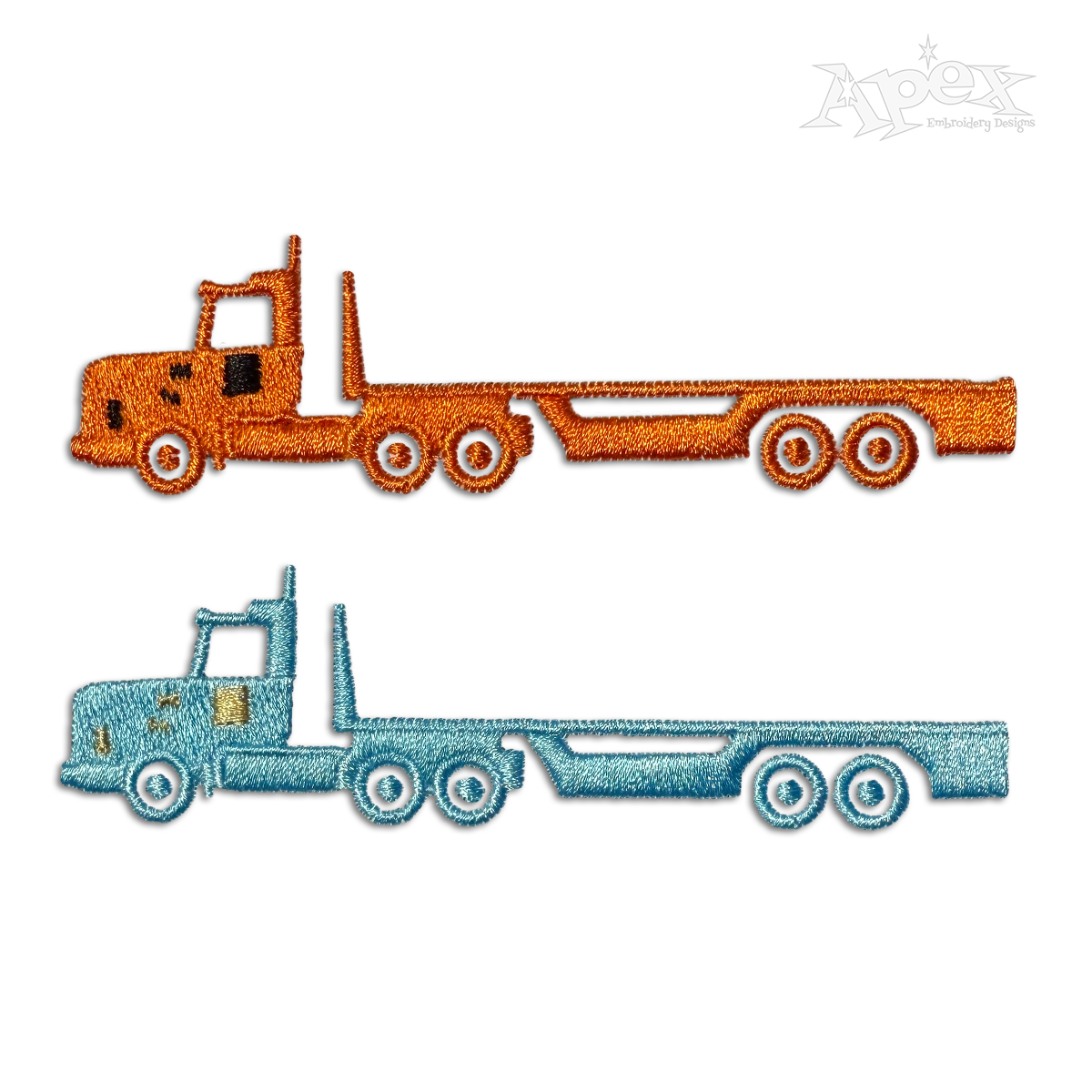 Flatbed Big Rig Semi Truck Trailer Machine Embroidery Designs by Apex