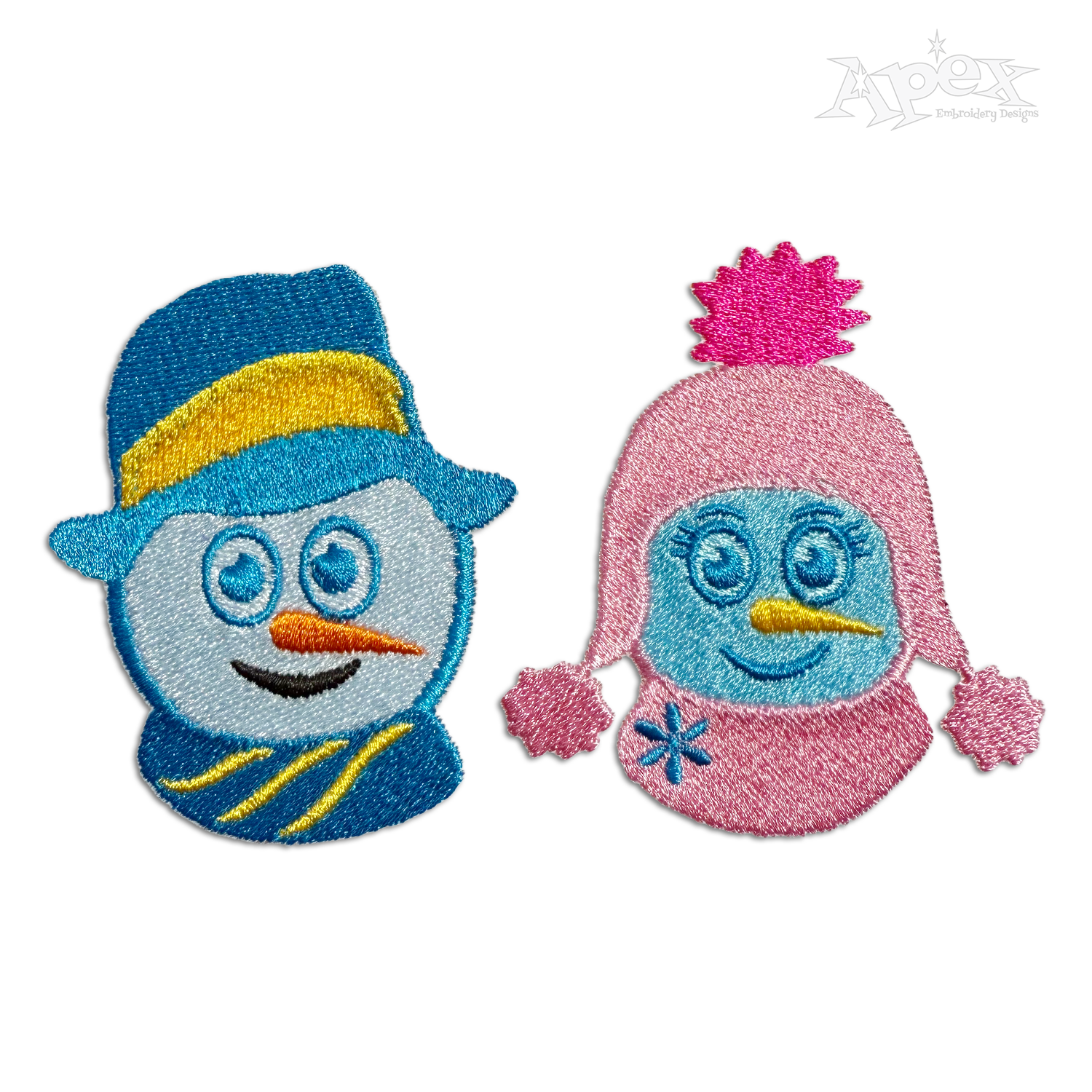 Christmas Snowman Couple Machine Embroidery Design by Apex