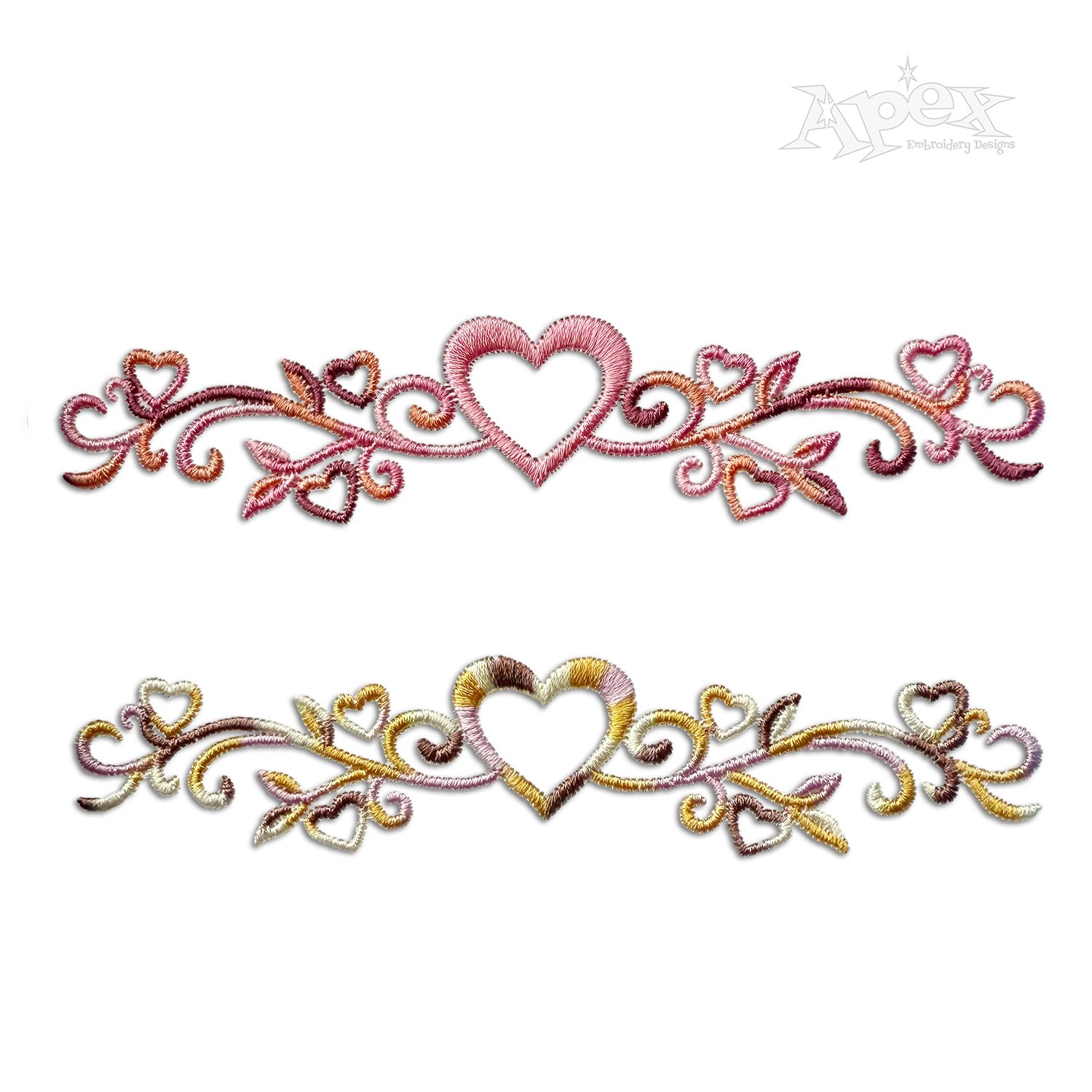 Floral Heart Love Accent Machine Embroidery Design by Apex