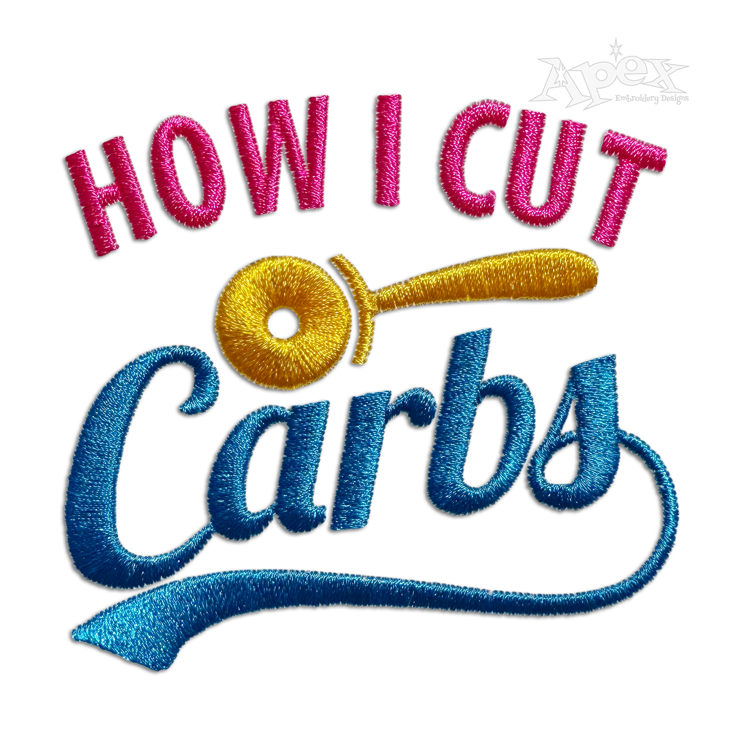 How I Cut Carbs Pizza Cutter Roller Lover Machine Embroidery Design