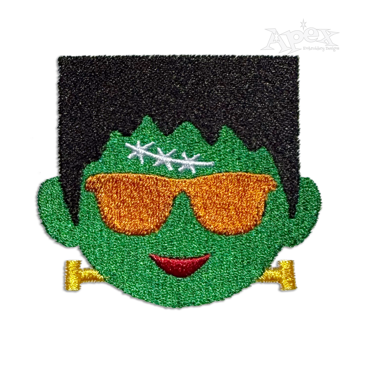 Cool Frankenstein with Sunglasses Machine Embroidery Design Digitized