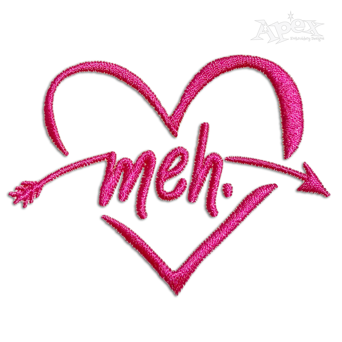 Meh Inside Heart Anti-Valentine Machine Embroidery Design | Apex Digitizing