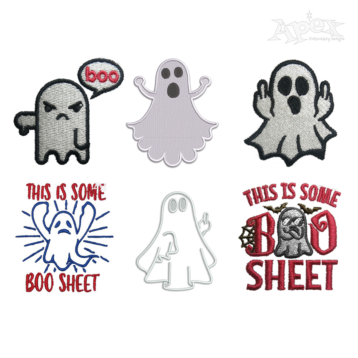 Halloween Naughty Nasty Ghost Machine Embroidery Designs by Apex Digitizing