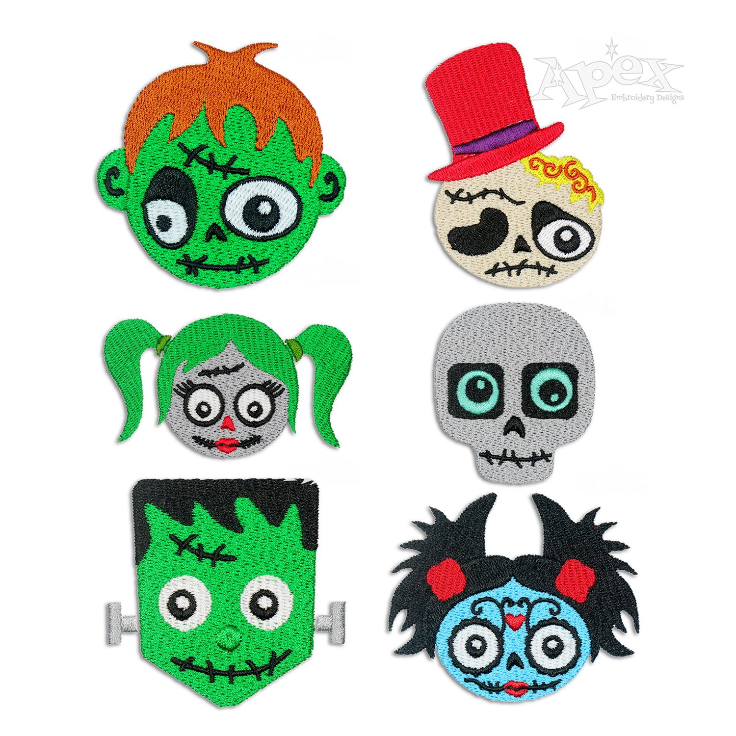 Halloween Ugly Characters Bundle Machine Embroidery Designs by Apex All